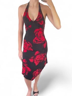Y2k rose print dress